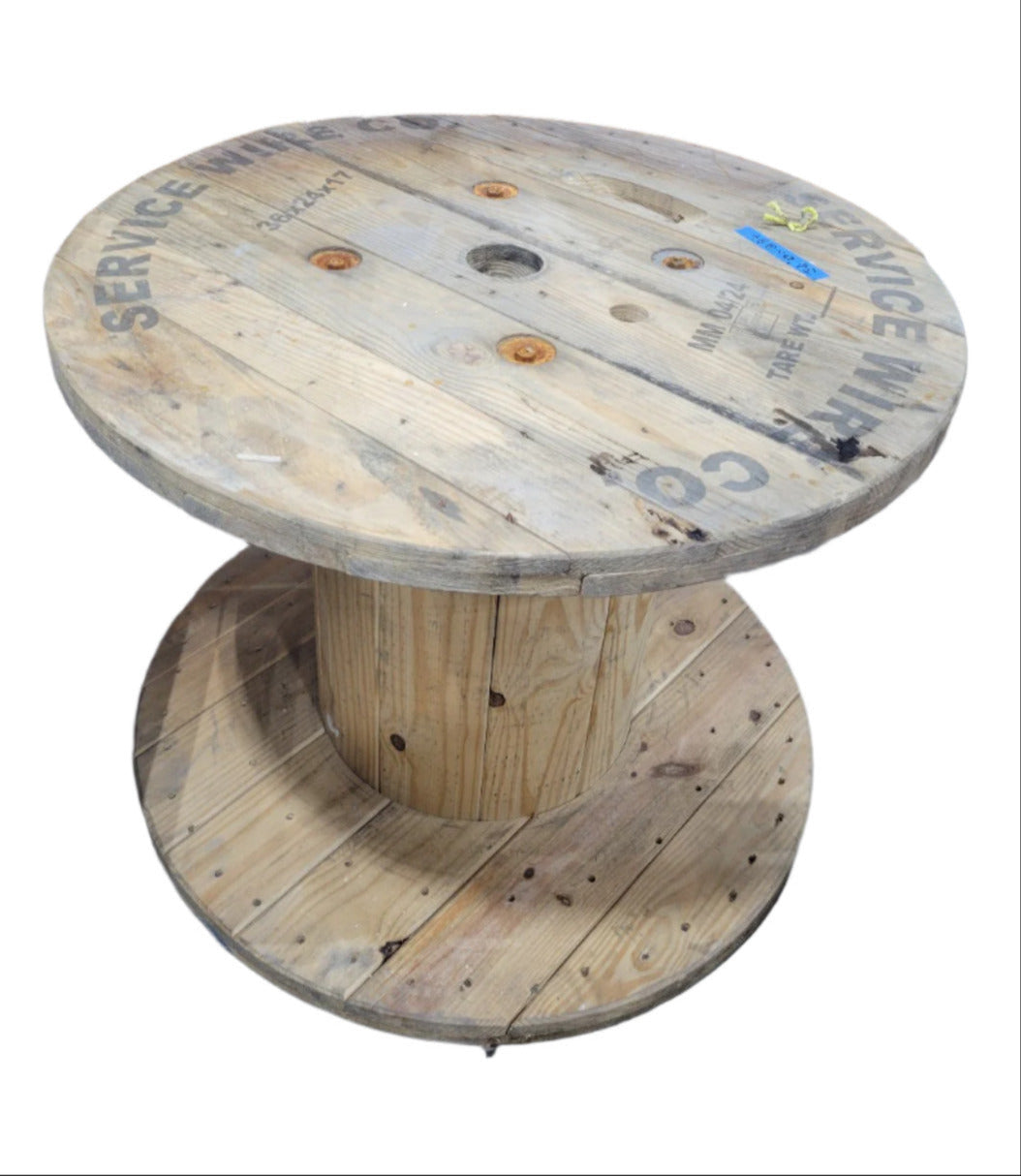 Reclaimed Wooden Cable Spool Table – 36" Diameter