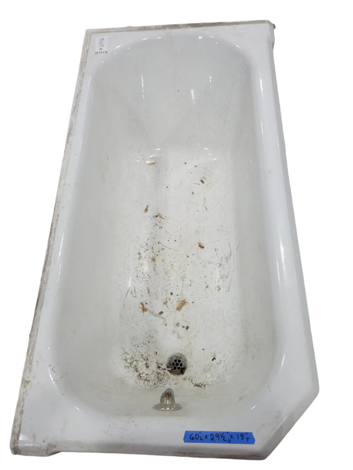 Vintage Cast Iron Alcove Bathtub – 60" White Enamel Finish