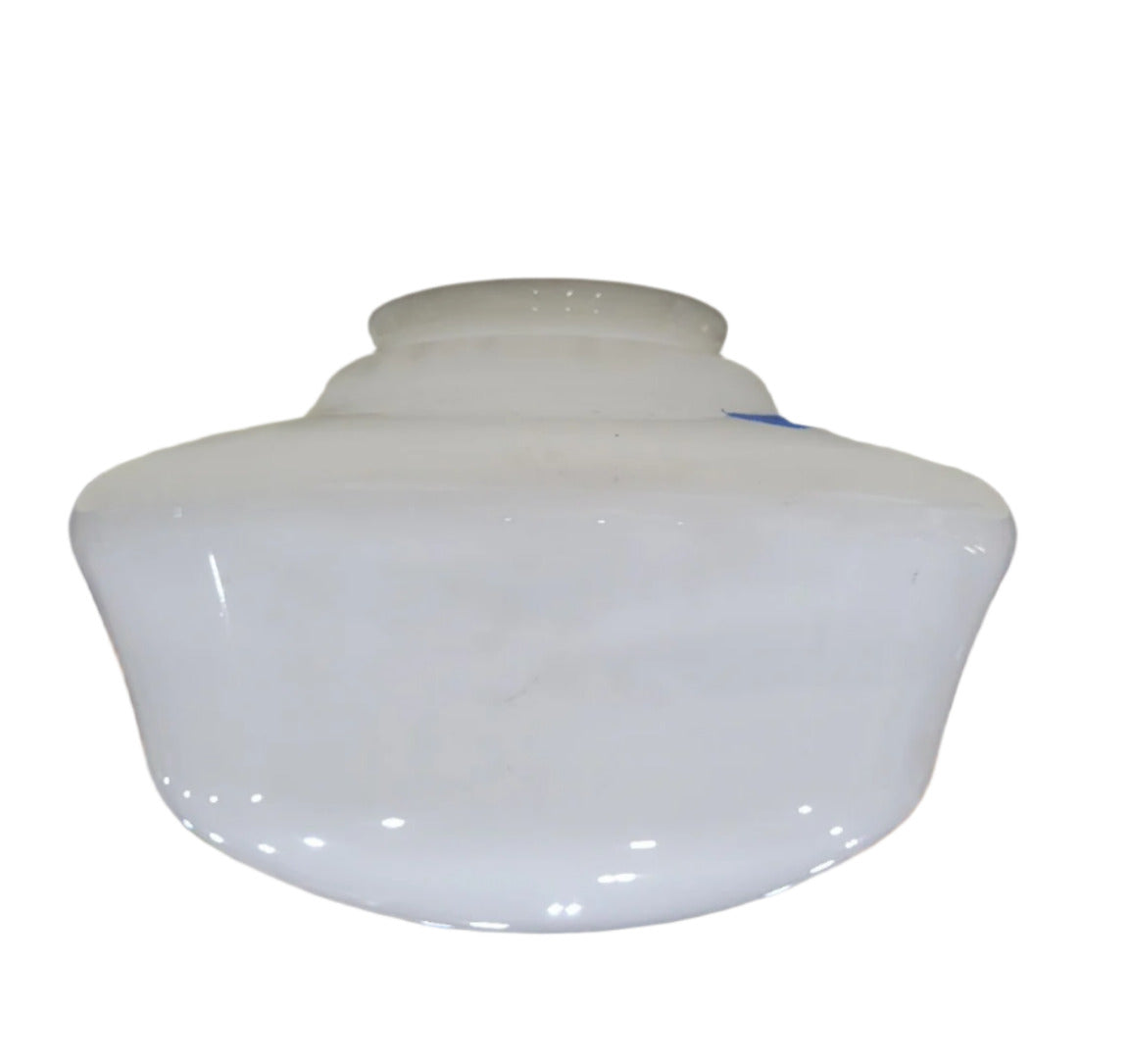 14" White Milk Glass Schoolhouse Light Shade