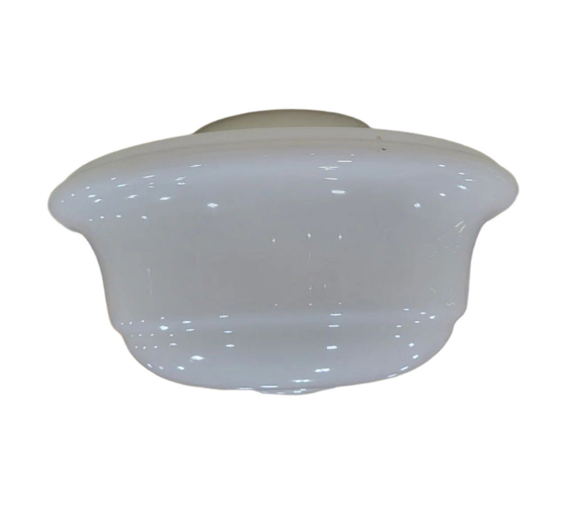 14" White Milk Glass Schoolhouse Shade with 6 Flange