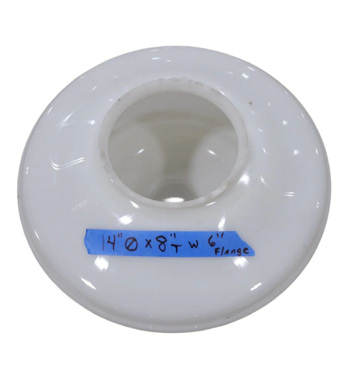 14" White Milk Glass Schoolhouse Shade with 6 Flange