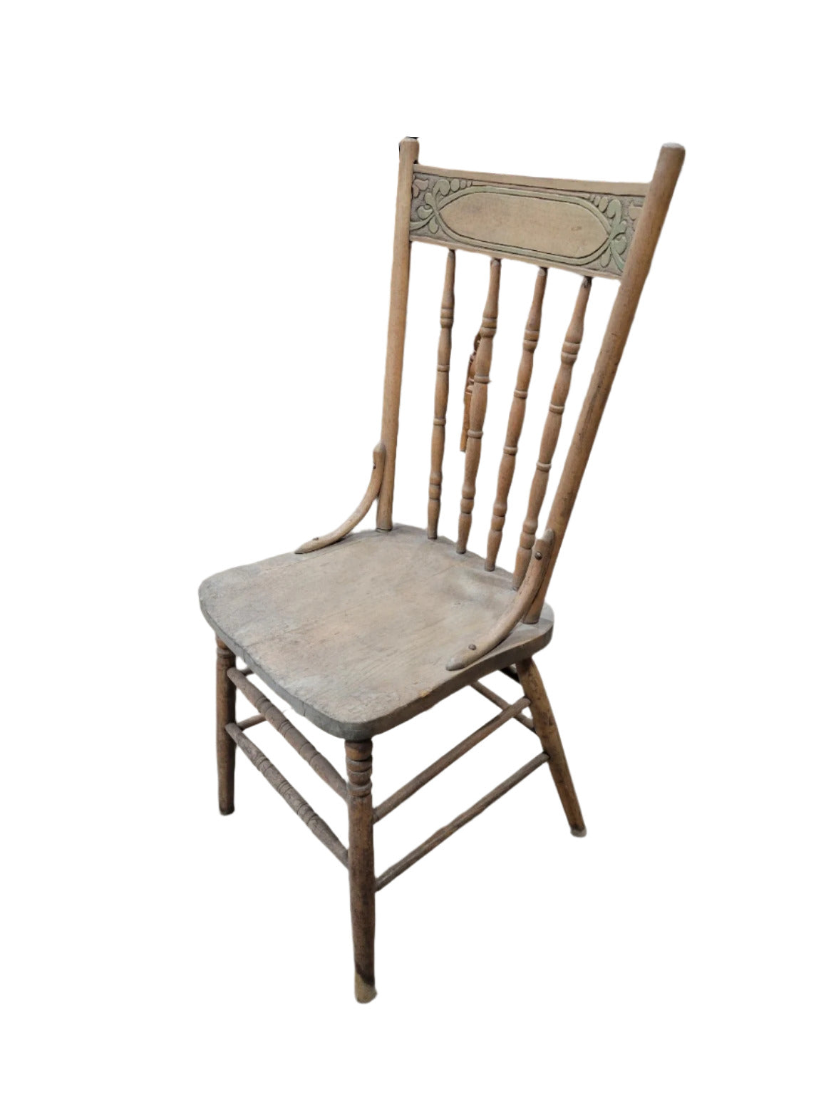 Antique Press-Back Spindle Chair – 39 ½" Tall