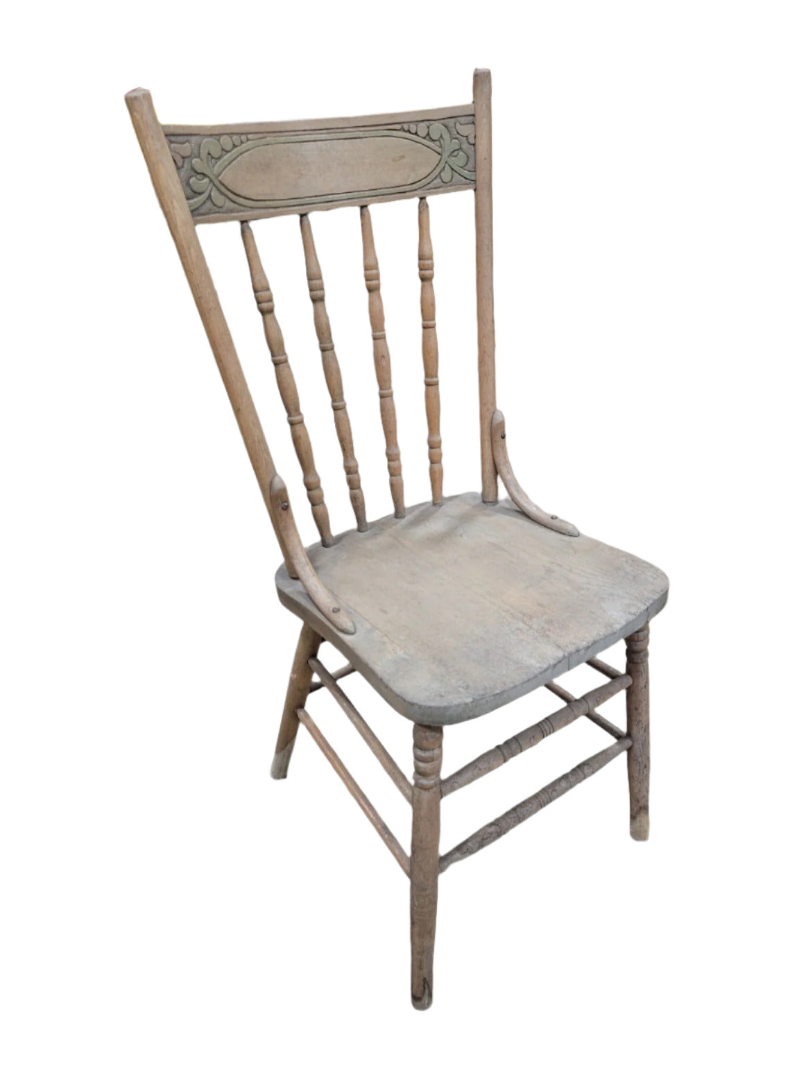 Antique Press-Back Spindle Chair – 39 ½" Tall