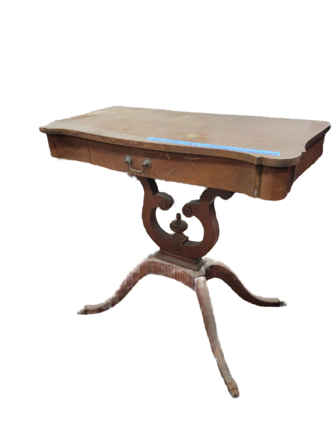 Antique Empire Revival Drop-Leaf Table with Lyre Base (AS IS)