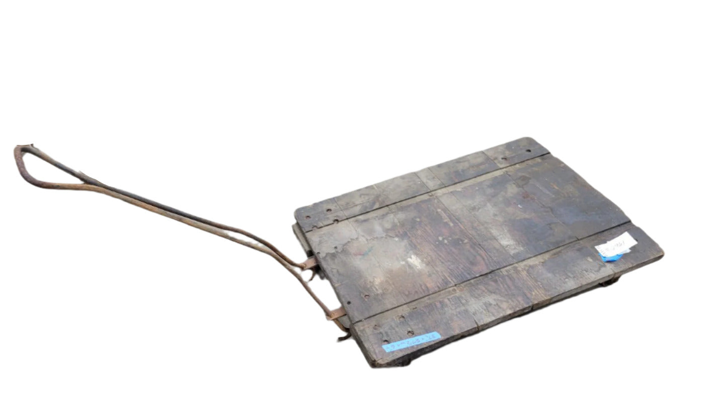 Vintage Industrial Wood & Steel Platform Cart – 37" Long