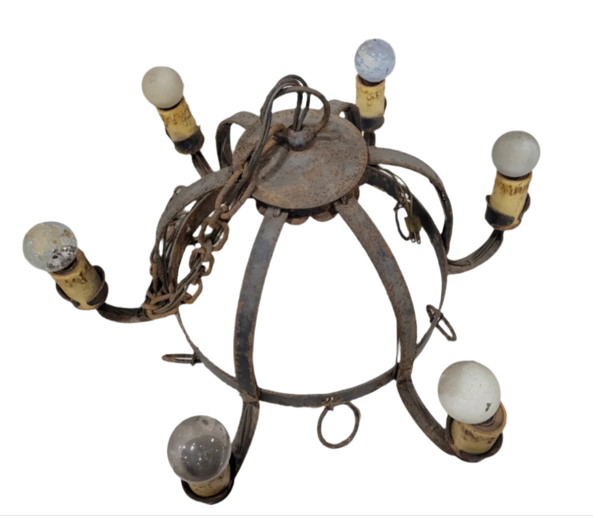 Rustic Wrought Iron 6-Light Chandelier – 20" Diameter