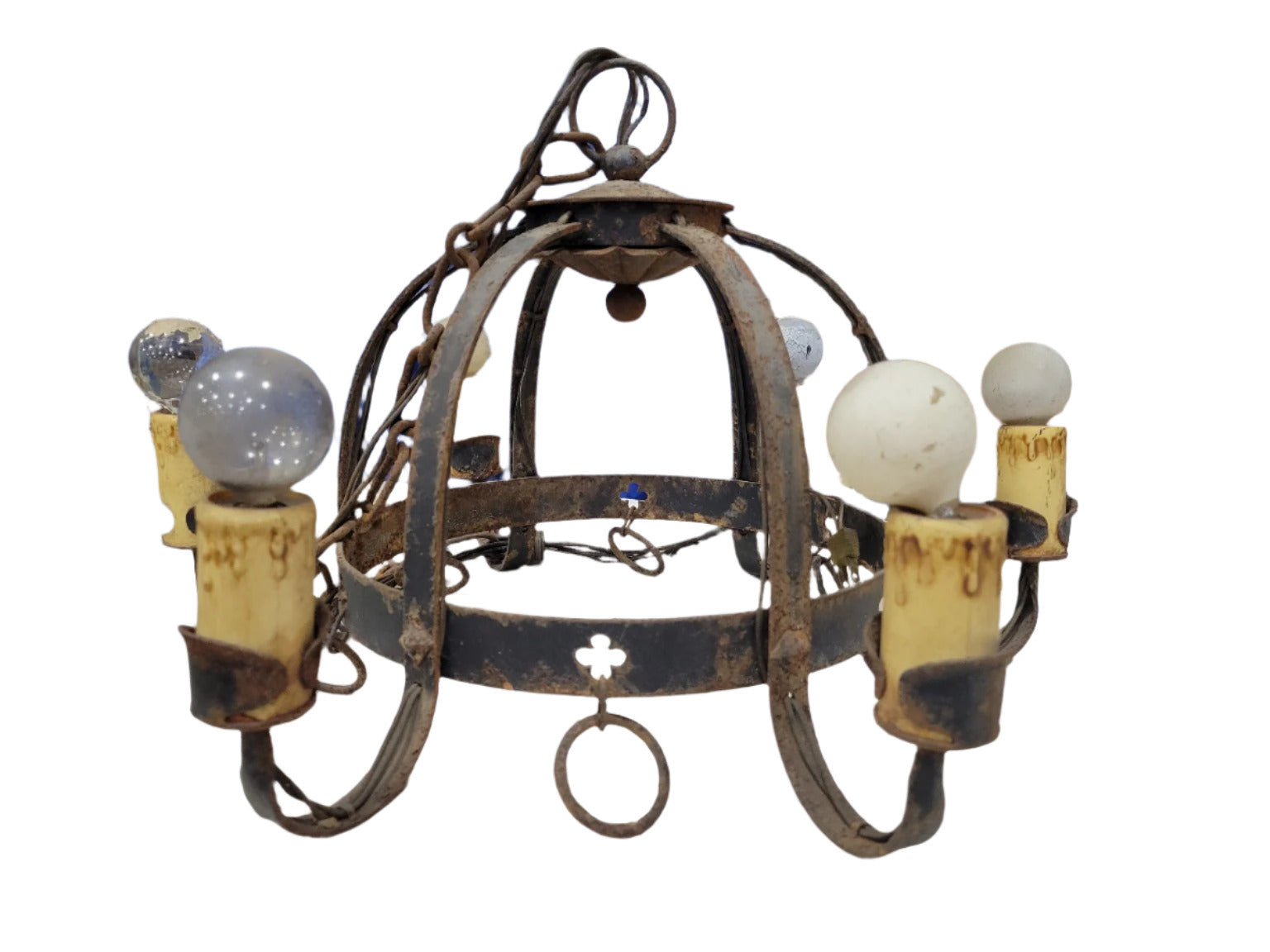 Rustic Wrought Iron 6-Light Chandelier – 20" Diameter