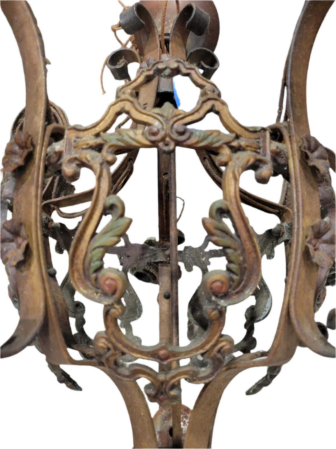 Ornate Cast Iron Scroll Chandelier – 5-Light Floral Motif