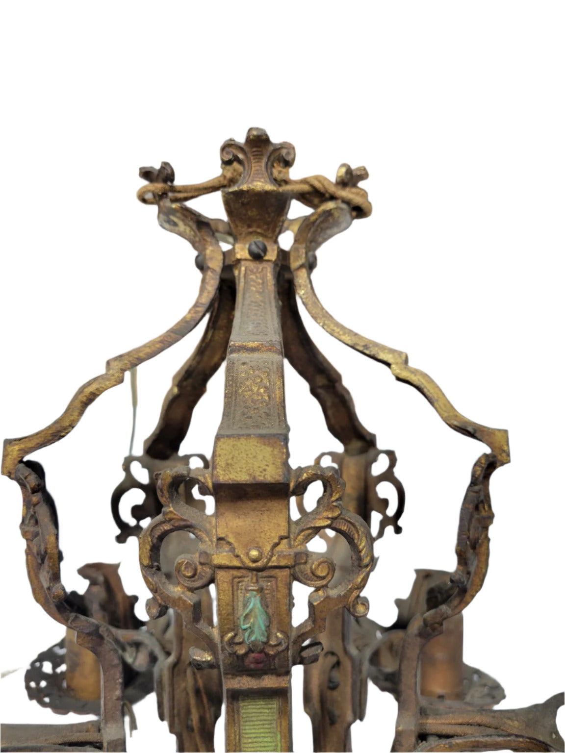 Art Deco Cast Iron Chandelier with Polychrome Finish – 5-Light