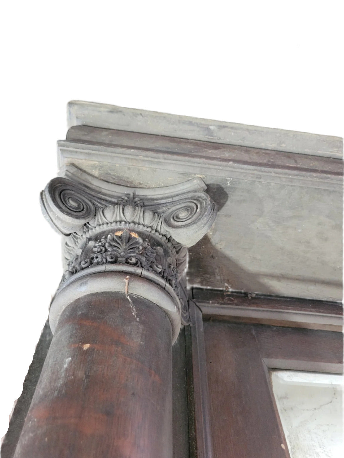 Victorian Fireplace Mantel with Mirror and Carved Columns