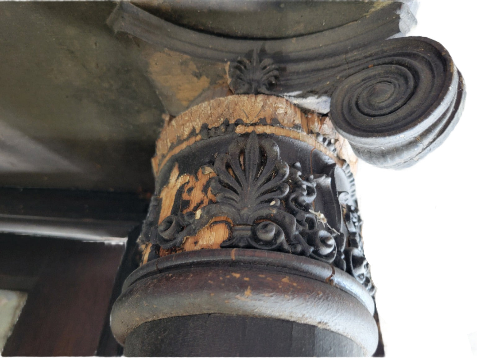 Victorian Fireplace Mantel with Mirror and Carved Columns