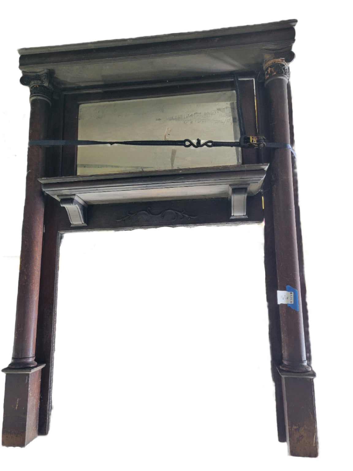 Victorian Fireplace Mantel with Mirror and Carved Columns