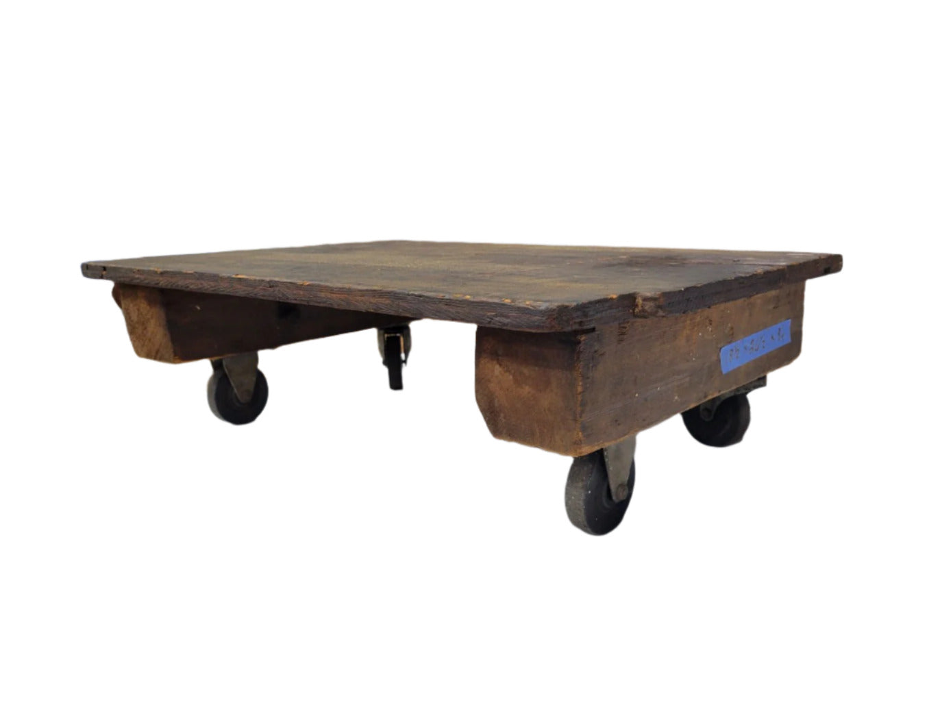 Vintage Industrial Wood Platform Dolly with Casters
