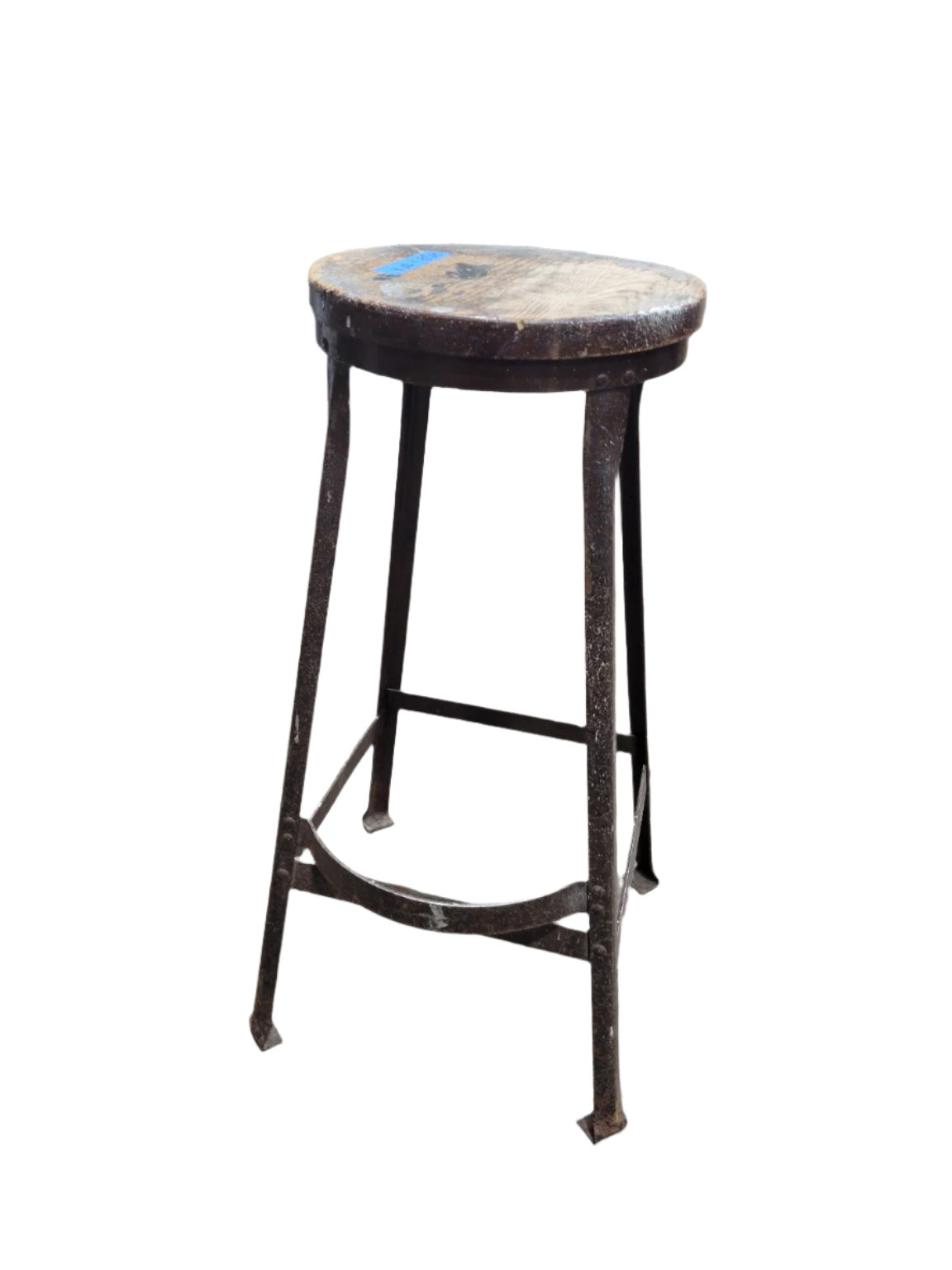 Industrial Metal and Wood Stool – 30” High