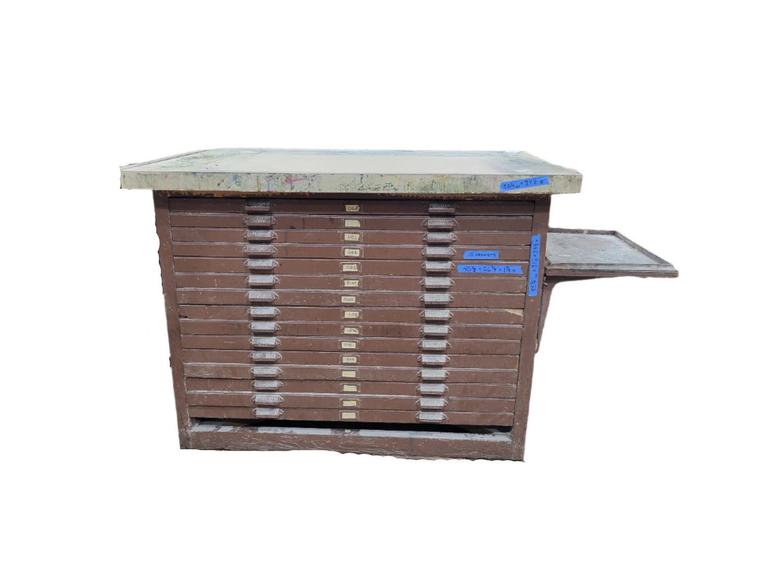 Hamilton Mfg. Co. Flat File Cabinet with Laminate Top – 15 Drawers