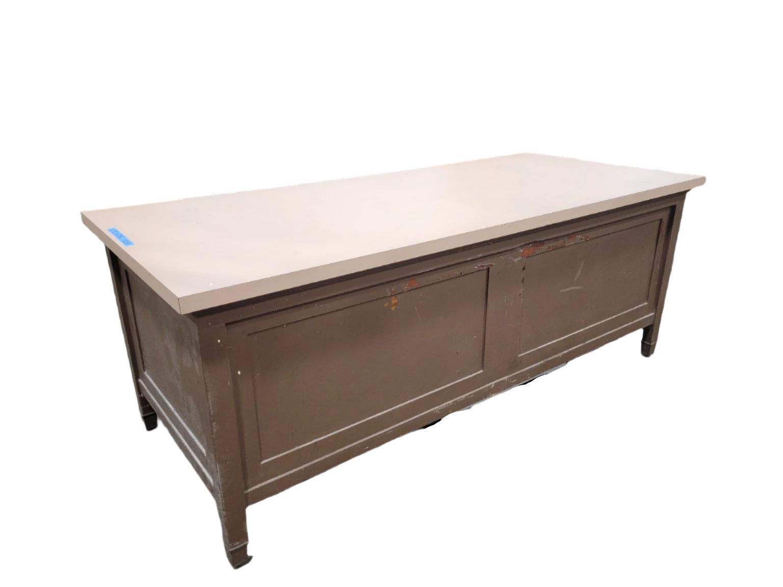 Industrial Wood Workbench with Painted Top – 7 ft+ Long