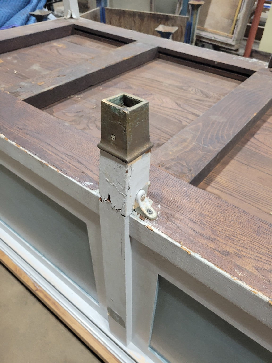 Salvaged Print Shop Workbench with Sliding Doors