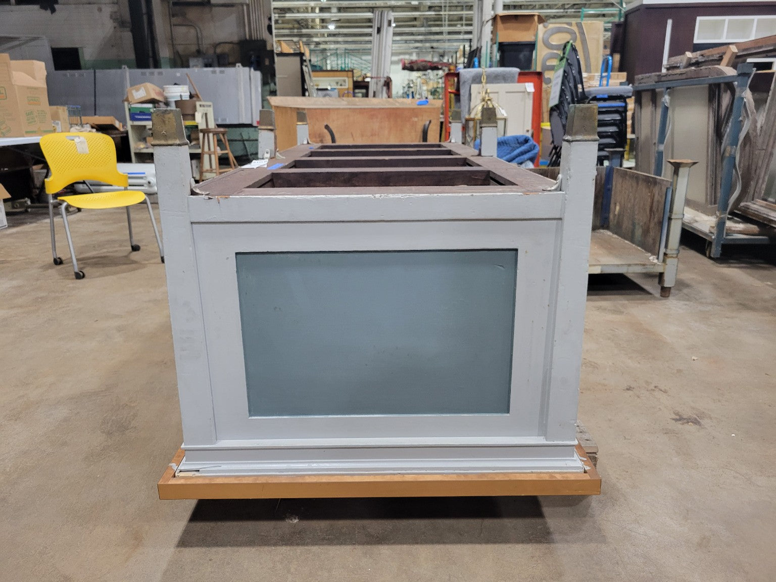 Salvaged Print Shop Workbench with Sliding Doors