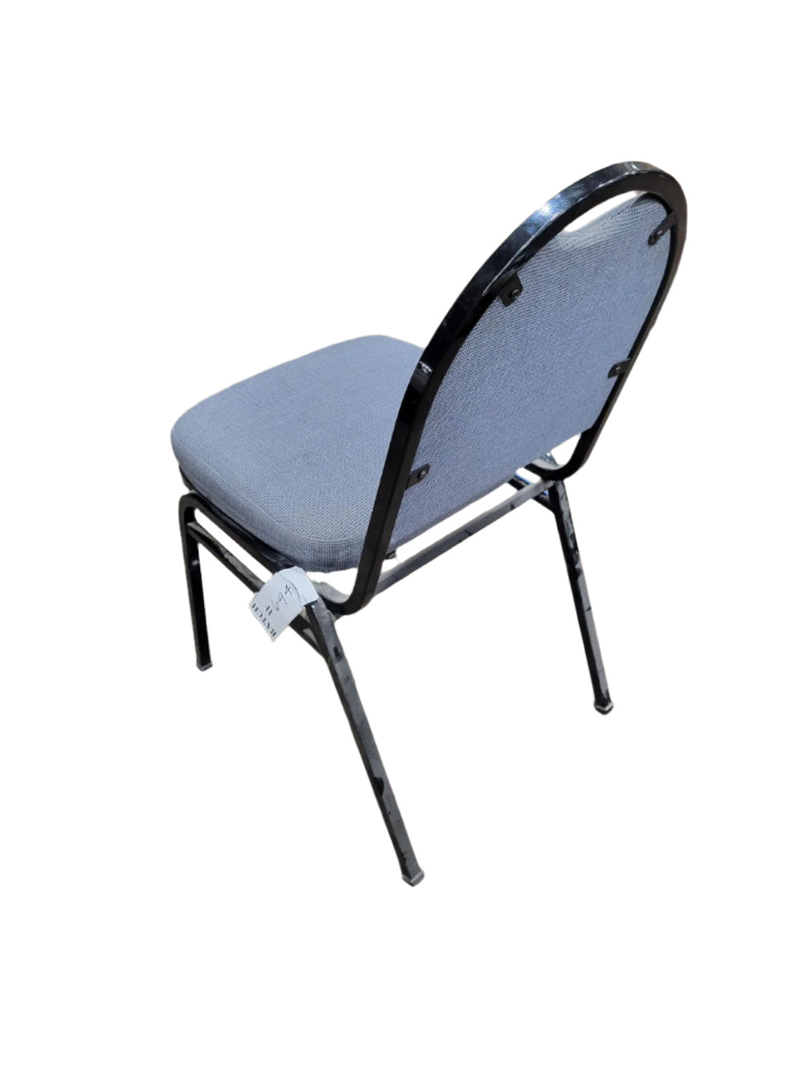 Commercial-Style Stacking Chair – Black Metal Frame & Grey Upholstered Seat