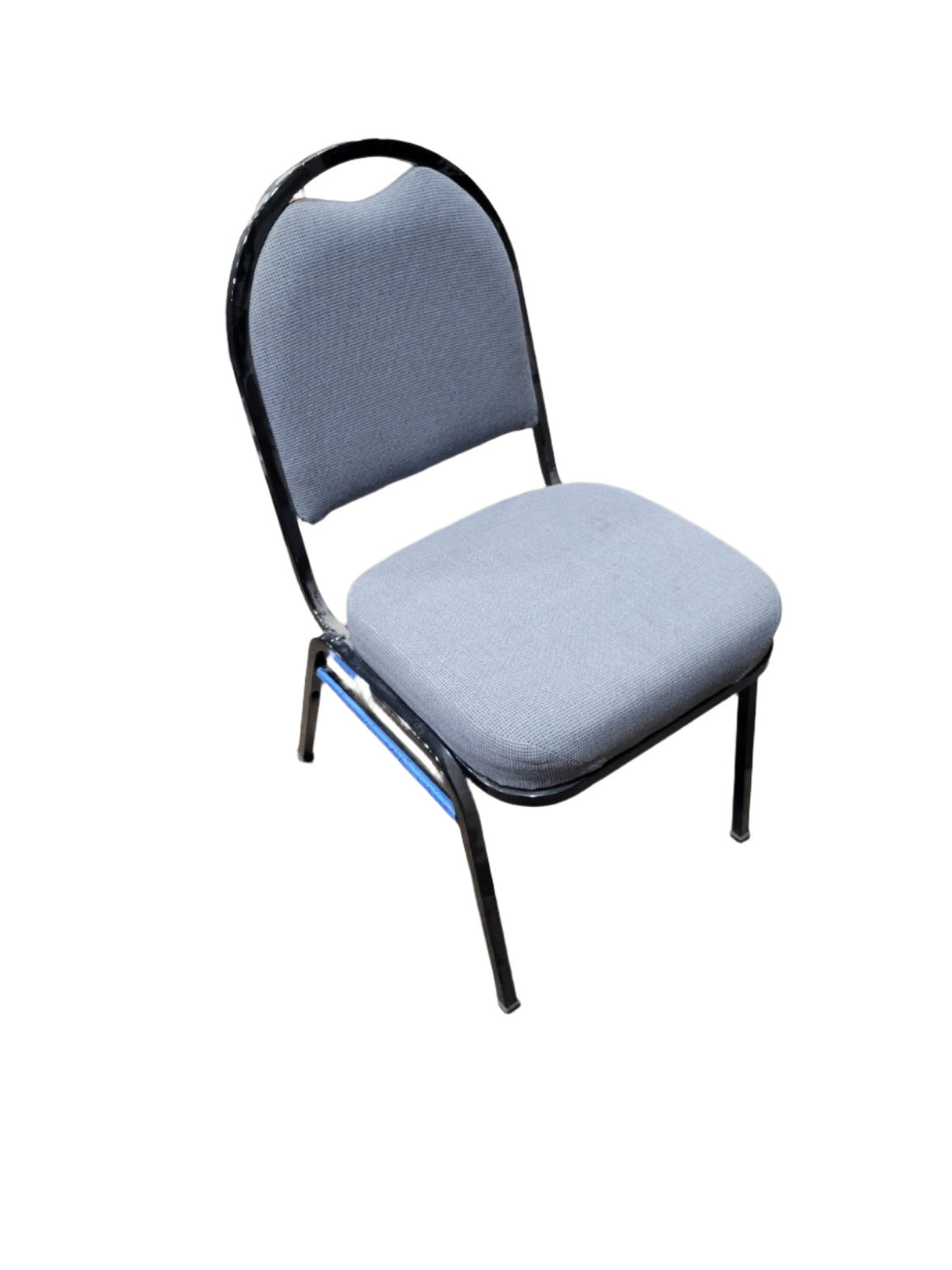Commercial-Style Stacking Chair – Black Metal Frame & Grey Upholstered Seat