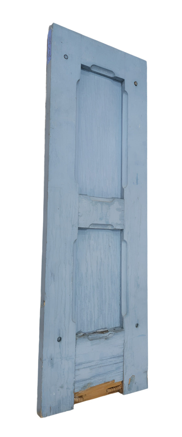 Antique Blue Painted Wood Window Shutter – 13 ¾" W x 40" T