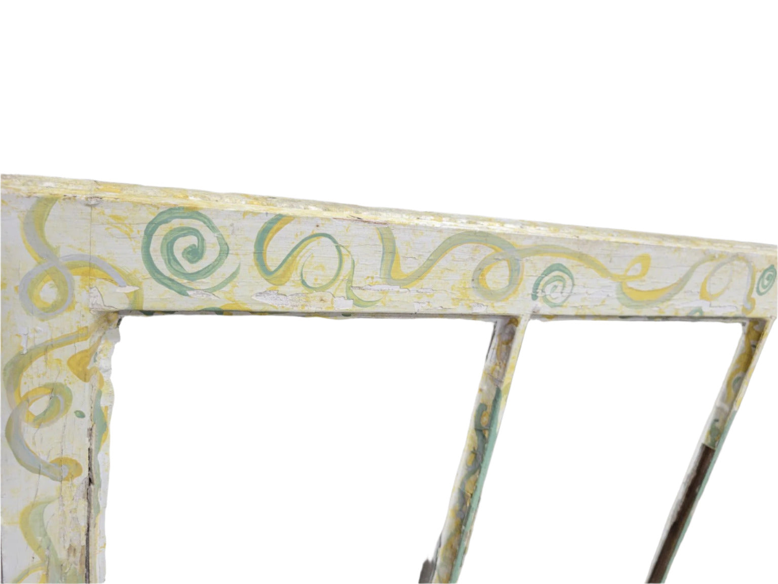 Hand-Painted Antique 6-Pane Window Sash – 27 ½" W x 23" T