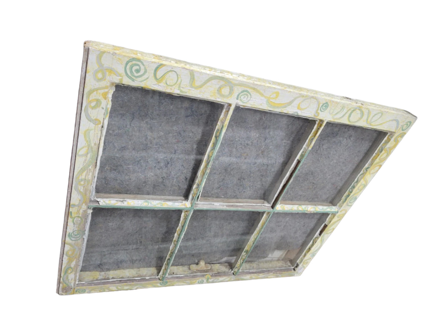 Hand-Painted Antique 6-Pane Window Sash – 27 ½" W x 23" T