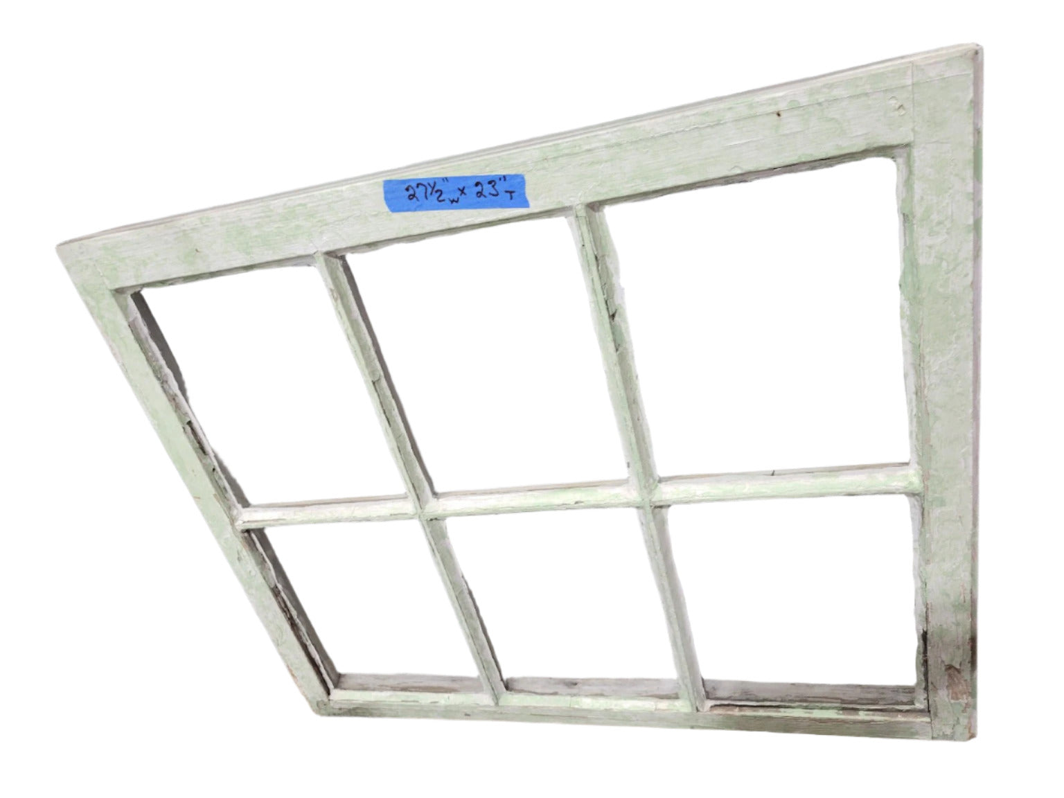 Antique 6-Pane Window Sash with Green Overpaint – 27 ½" W x 23" T