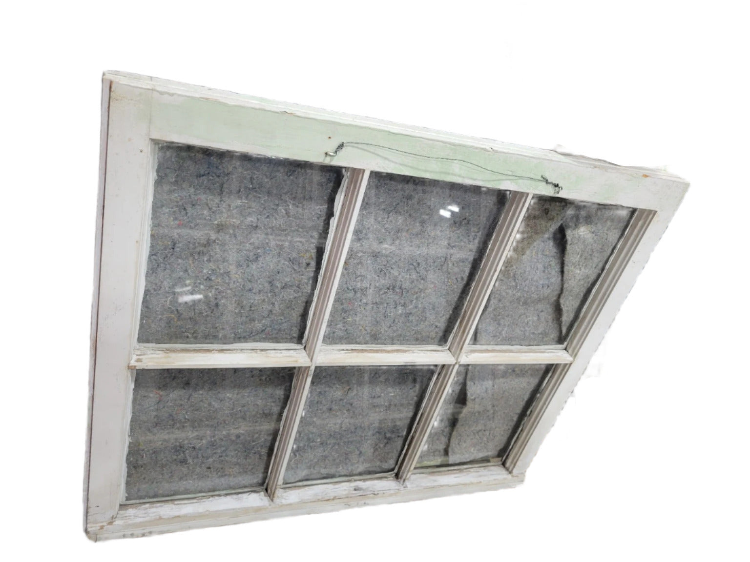 Antique 6-Pane Window Sash with Green Overpaint – 27 ½" W x 23" T