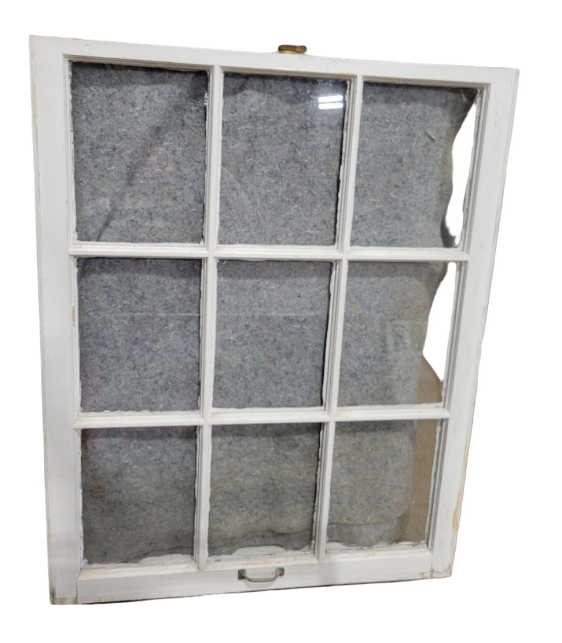 Antique 10-Pane Window Sash with Pull – 34 3/8" W x 44" T