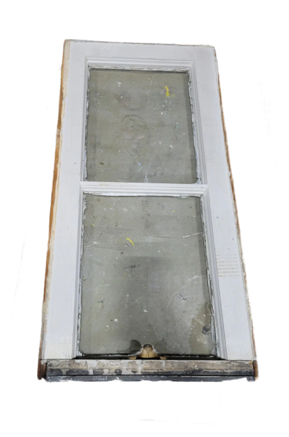 Antique 2-Pane Wood Window Sash with Brass Latch – 14 7/8" W x 29 ¼" T