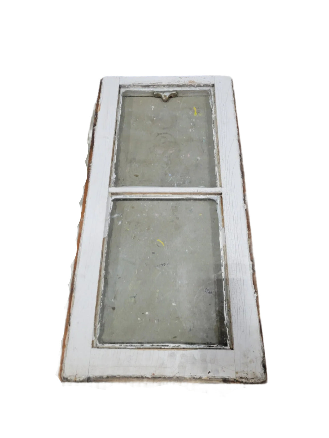 Antique 2-Pane Wood Window Sash with Brass Latch – 14 7/8" W x 29 ¼" T