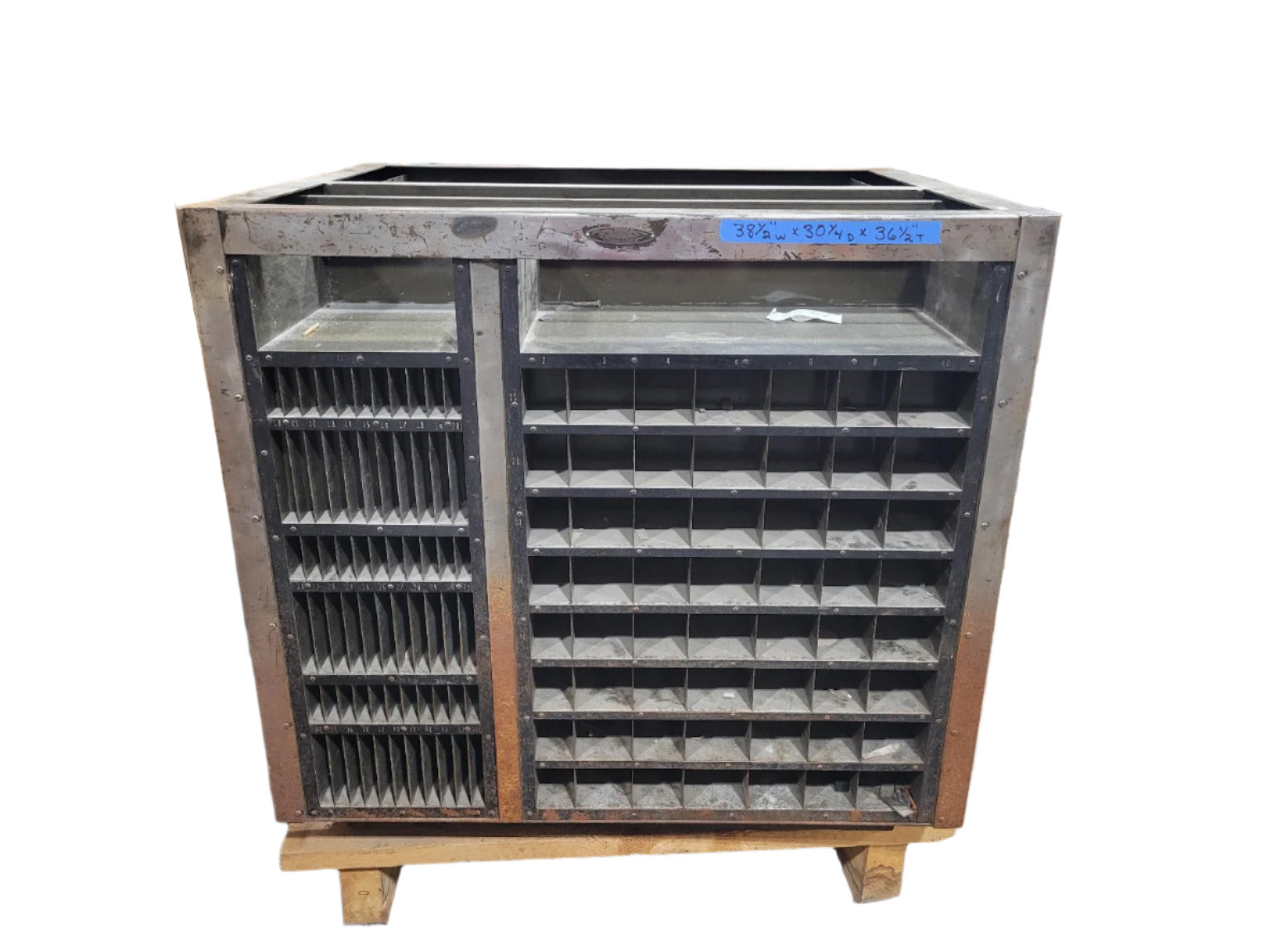 Industrial Steel Pigeonhole Cabinet with ½" Solid Steel Top – 38" Wide Workstation