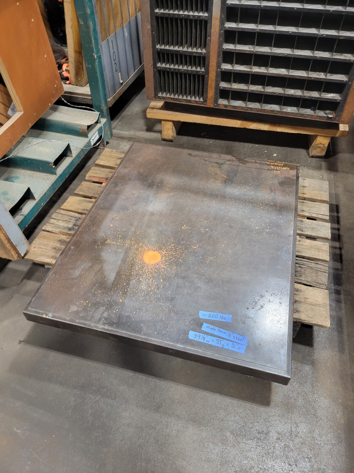 Industrial Steel Pigeonhole Cabinet with ½" Solid Steel Top – 38" Wide Workstation