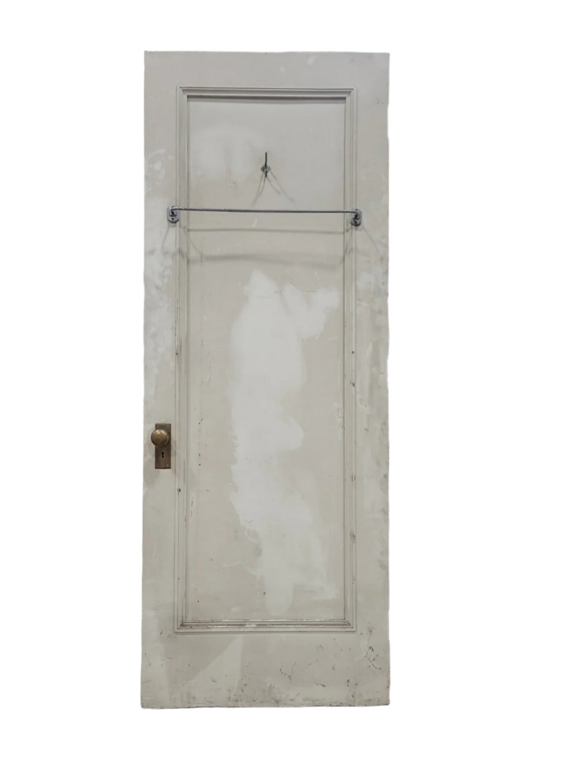 Antique One-Panel Painted/Stained Wood Door with Brass Hardware – 32 ⅛" x 84"
