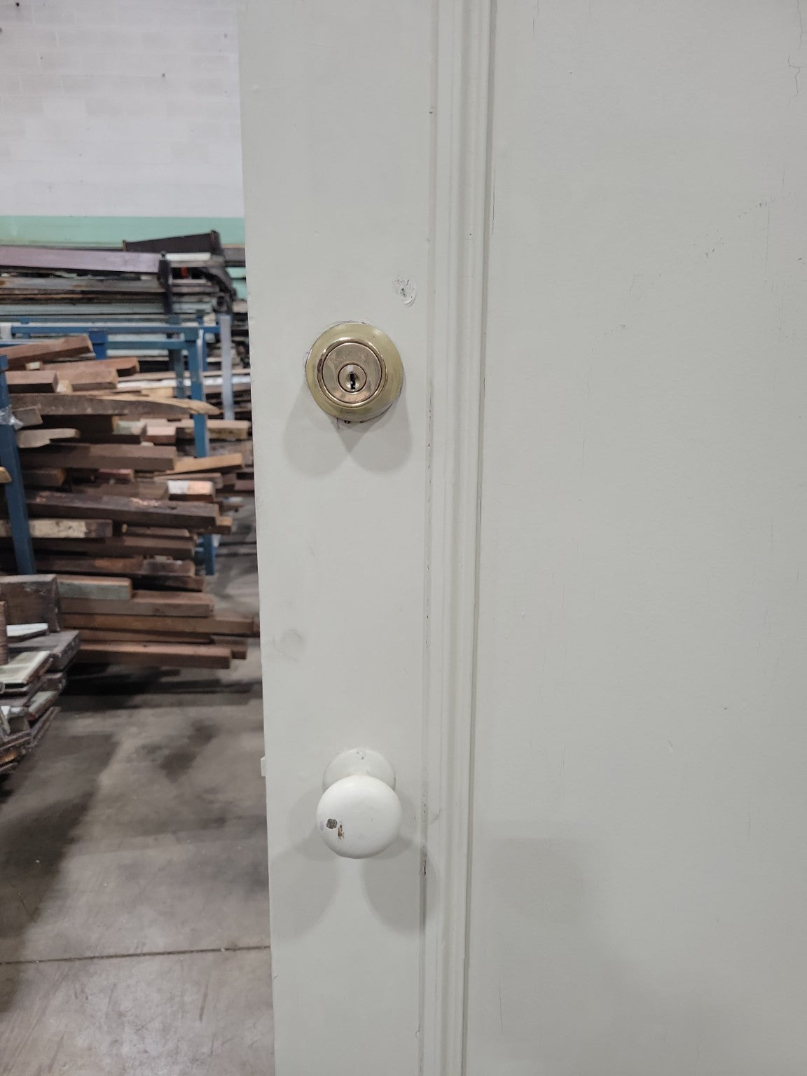 One-Panel Painted Wood Door with Mixed Knobs – 30" x 82 ¾"