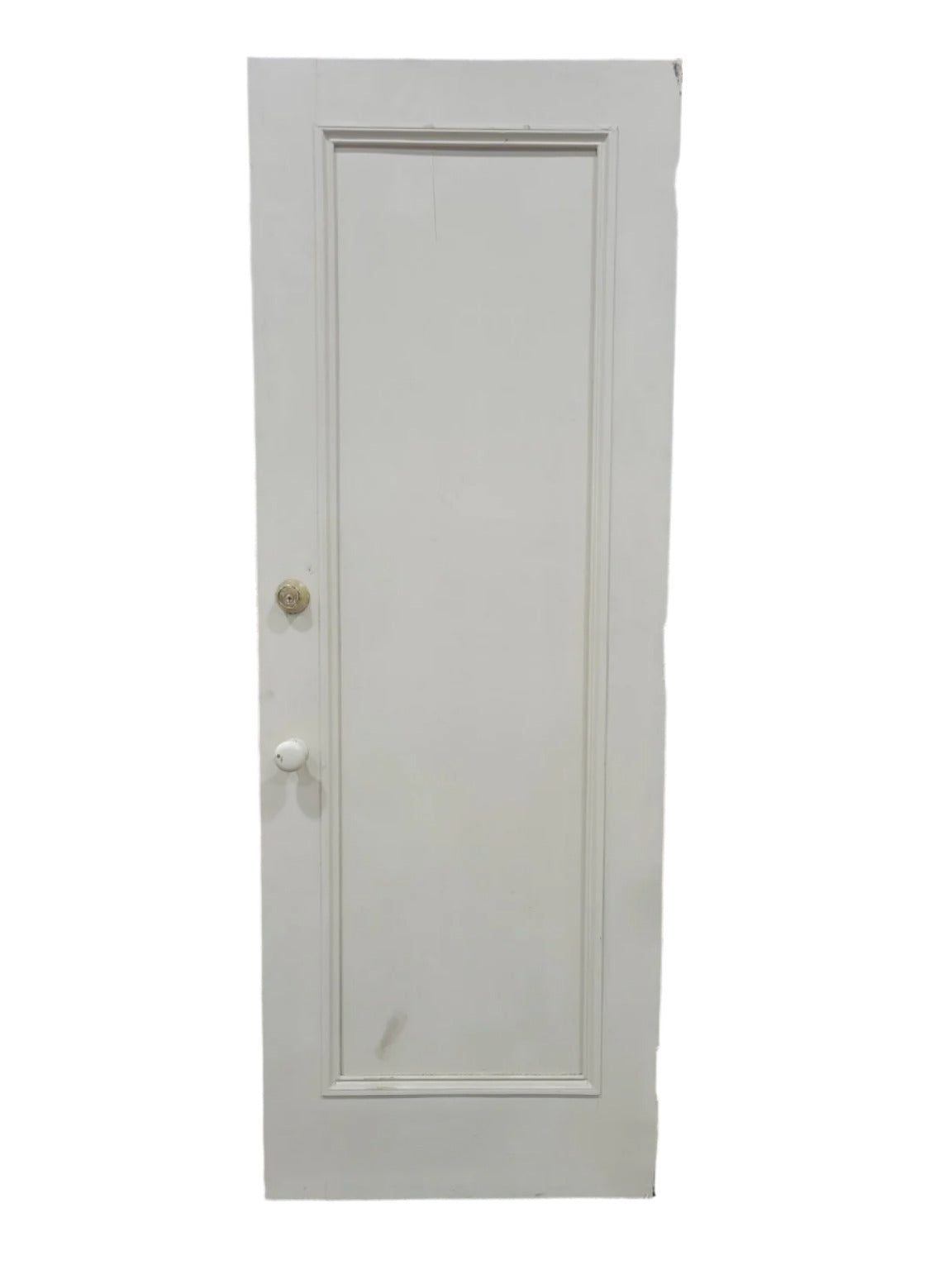 One-Panel Painted Wood Door with Mixed Knobs – 30" x 82 ¾"