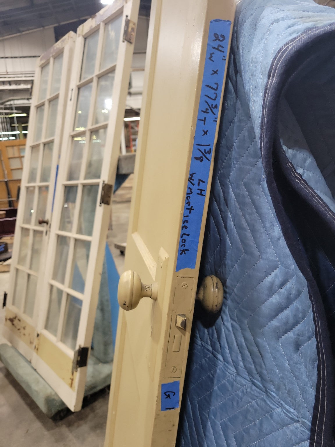 Vintage 2-Panel Painted Wood Door with Mortised Lock – 24" x 77 ¾"