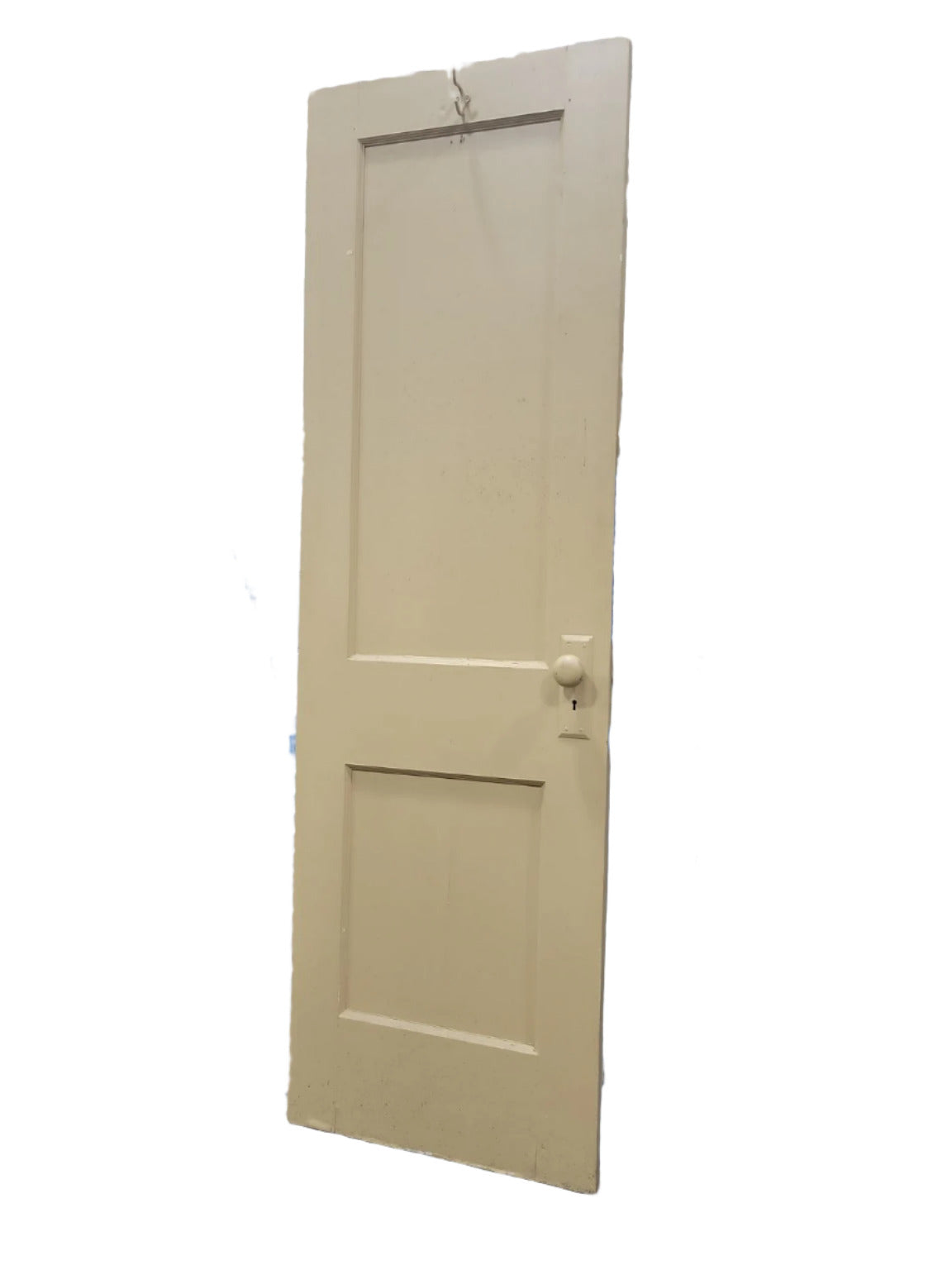 Vintage 2-Panel Painted Wood Door with Mortised Lock – 24" x 77 ¾"