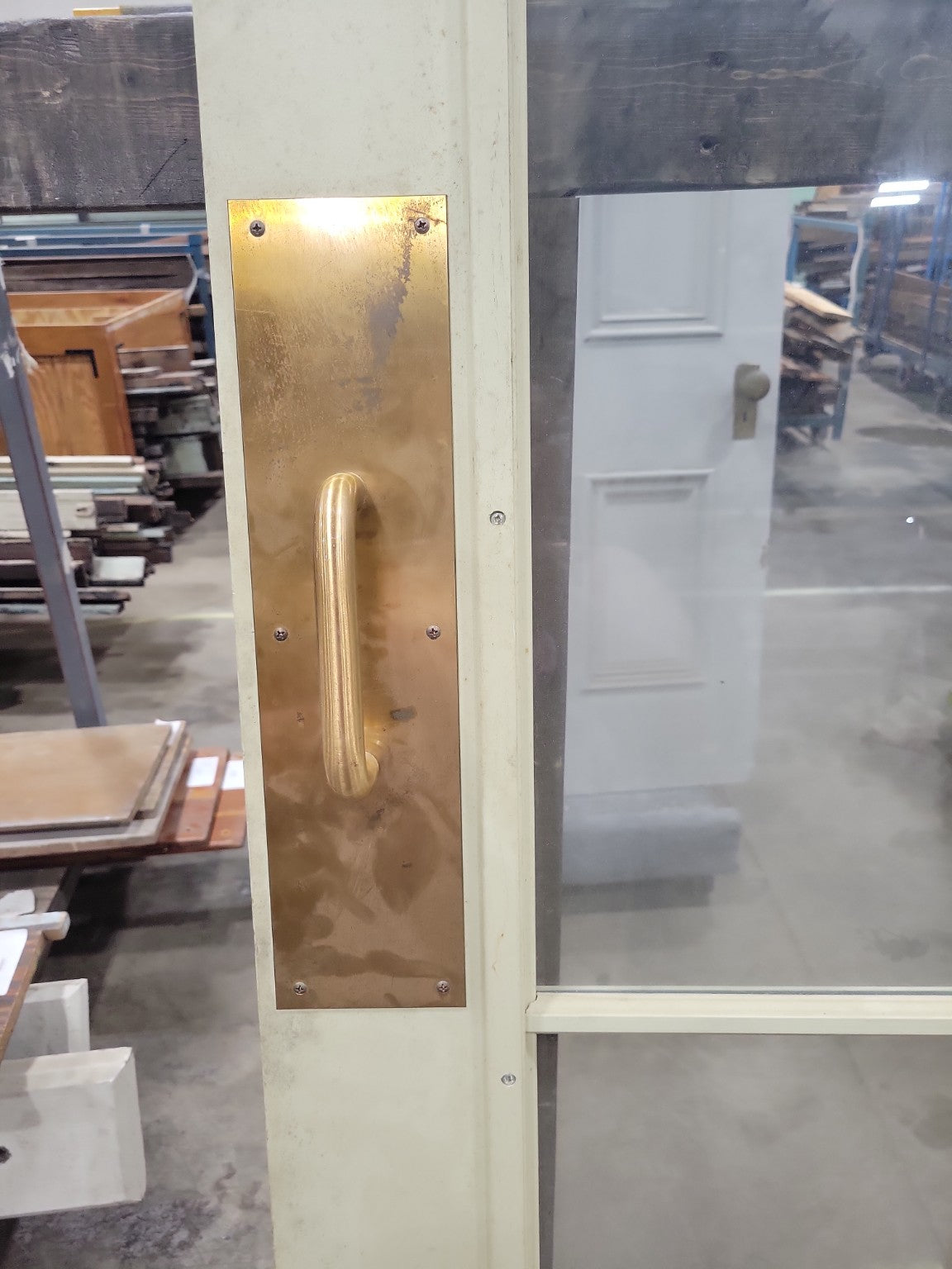 Large 6-Lite Painted Wood Commercial Door with Brass Pull – 35 ¾" x 89 ½" (A)