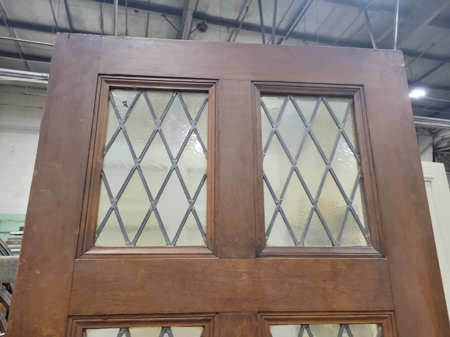 Leaded Glass & Louvered Oak Door – 33 ¾" x 83" (N)
