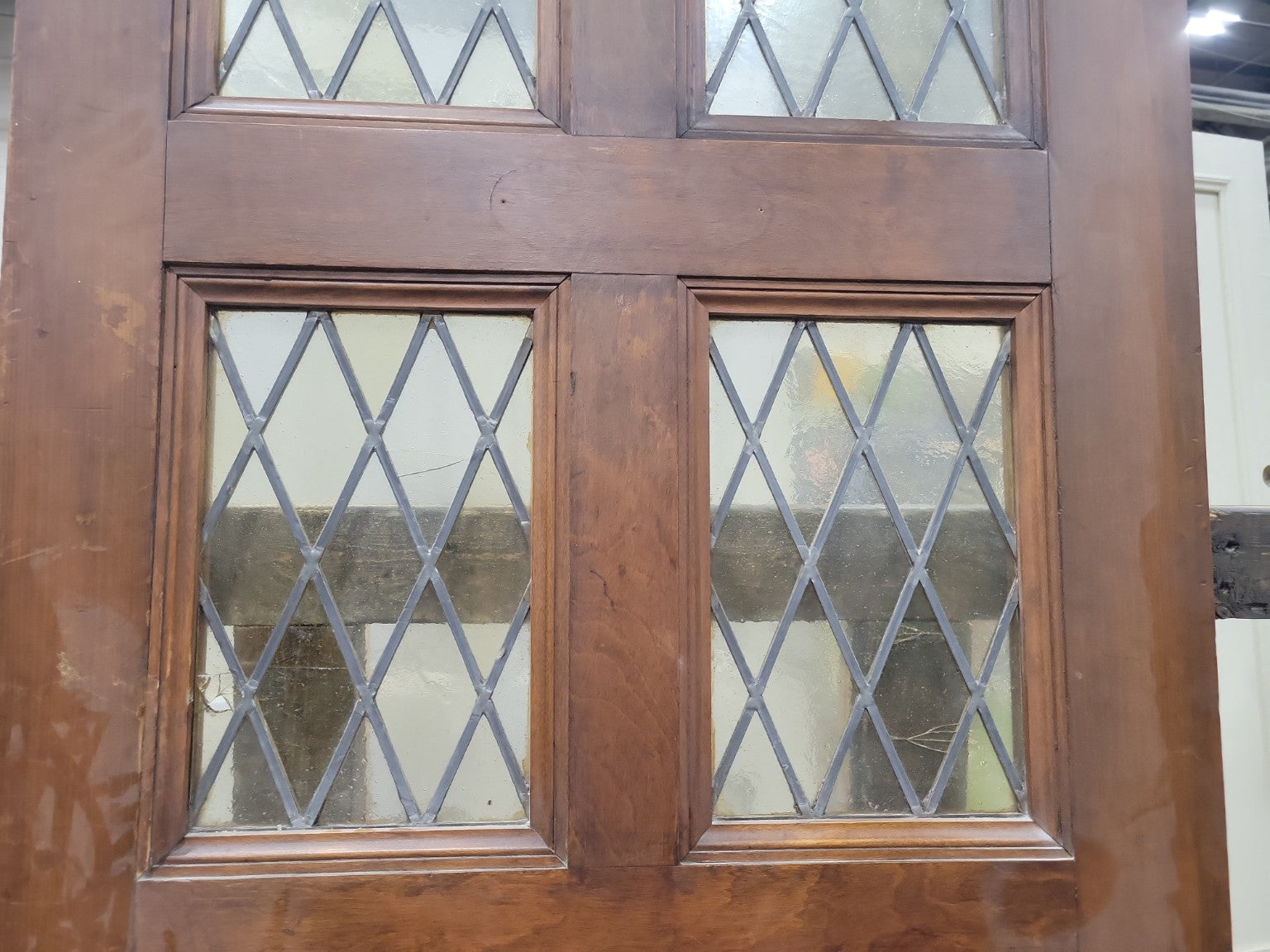Leaded Glass & Louvered Oak Door – 33 ¾" x 83" (N)