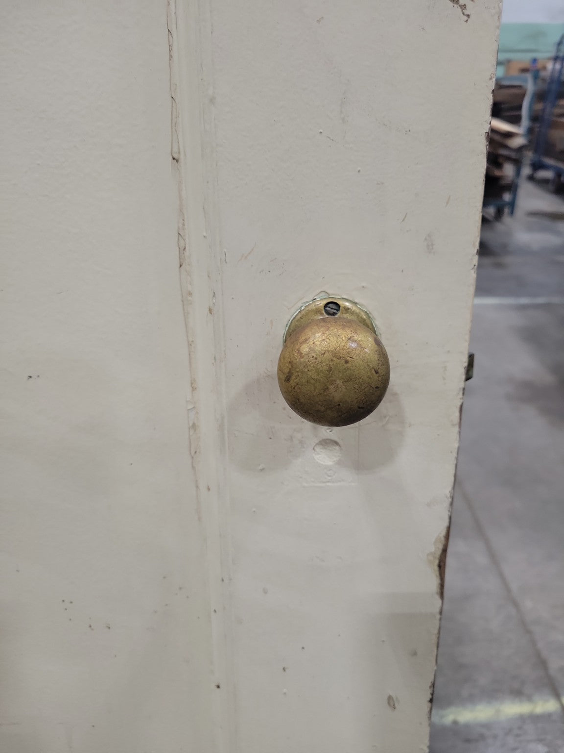 Large Painted Single-Panel Door with Brass Knob – 38" x 82 ¾" (Z)