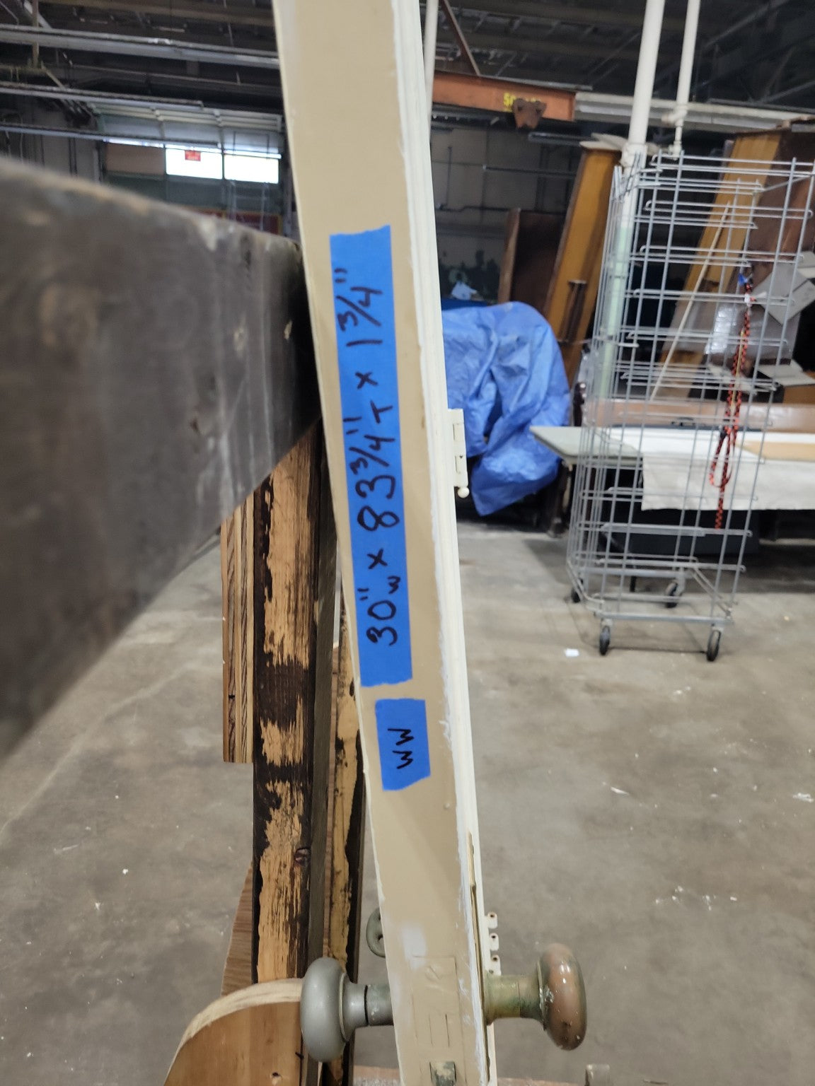 Vintage Single-Panel Painted Wood Door – 30" W x 83 ¾" T (WW)