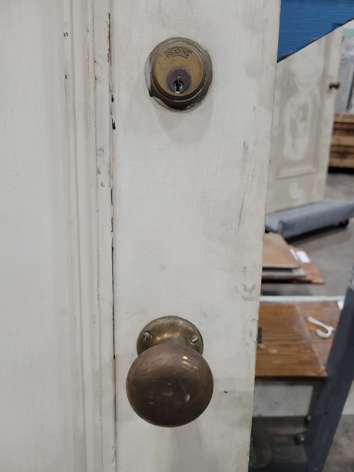 Single Panel Painted Wood Door with Brass Hardware – 30" x 83 ½" (AA)