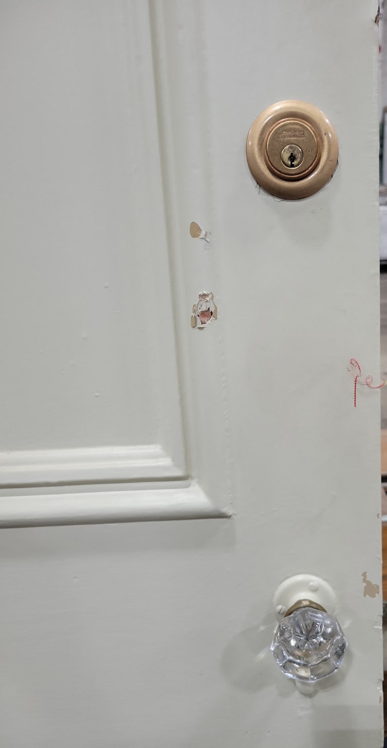 Tall 6-Panel Wood Door with Crystal Knob and Rounded Top Corners– 33 ¾" W x 98" T (KK)