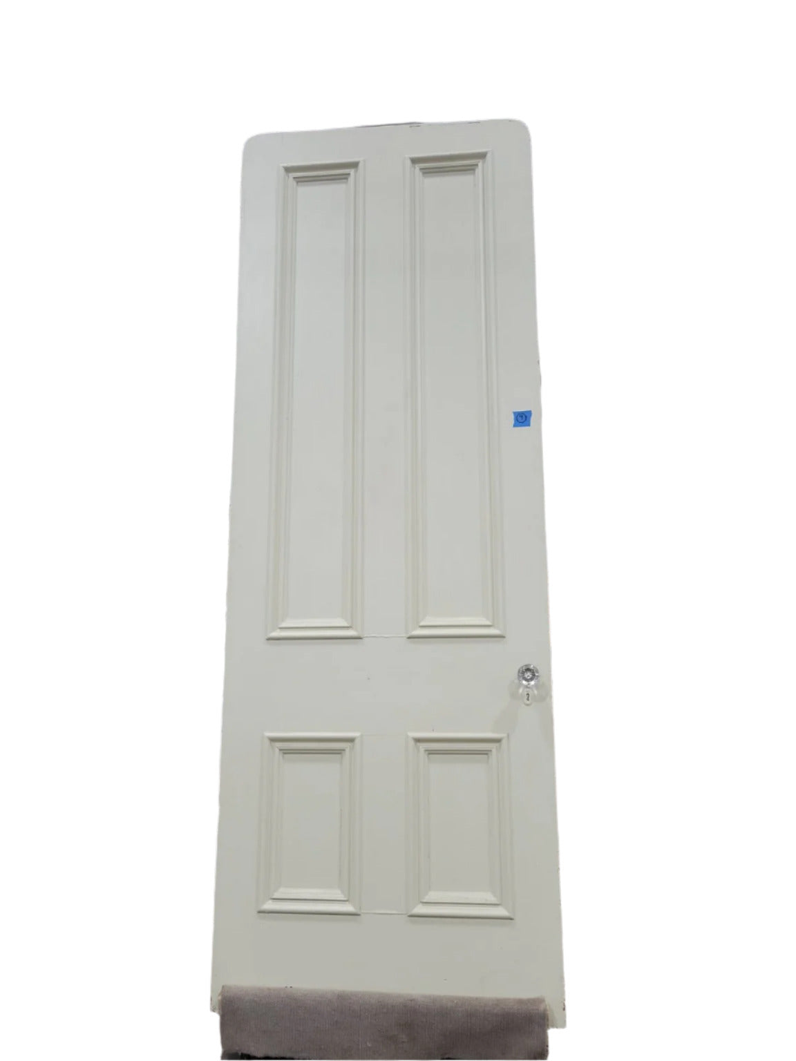 Tall 4-Panel Painted Wood Door w Glass Knob Rounded Top Corners – 35 ¾ W x 100 ¼ T (II)
