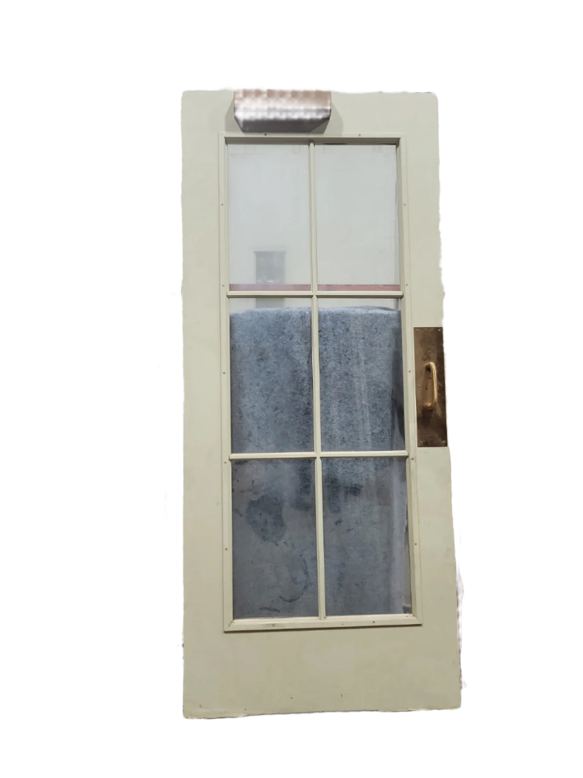 Wood and Glass Entry Door with Brass Pull – 35 ½ W x 8' 2 T (BB)
