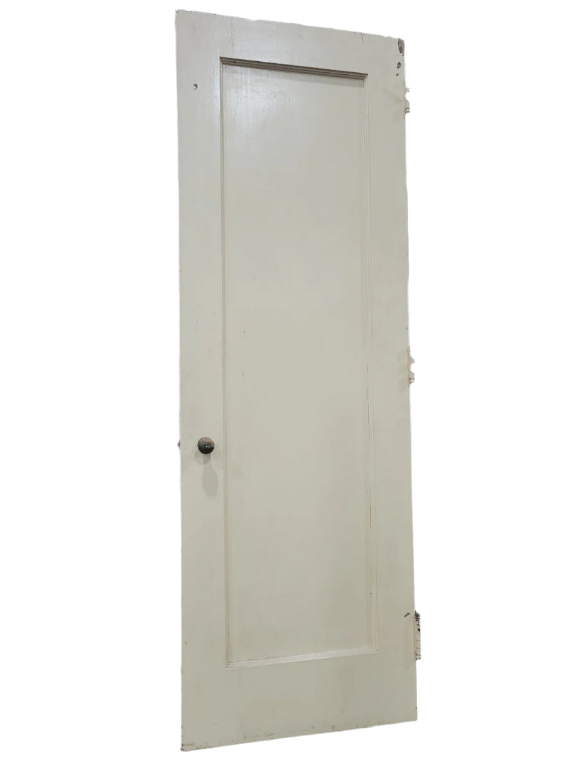 Single Panel Painted Wood Door with Worn Brass Knob – 28" W x 83 ½" T (UU)