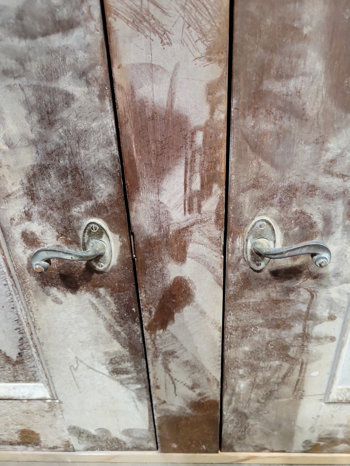 Vintage Wall-Mount Cabinet Front with Panel Doors and Original Latches – 54" x 27 ⅞" x 2 ½"